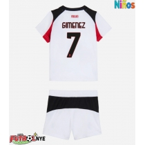 Camiseta AC Milan Santiago Gimenez #7 Visitante Equipación para niños 2025-26 manga corta (+ pantalones cortos)